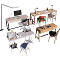 Modern Home Office Desks With Wooden And White Designs Chair Lamp And Stationery