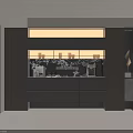Modern Dark Wood Sideboard With Lighting In Dining Area Cabinet Design