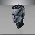 Robot Character With Cybernetic Head Glowing Blue Eyes Mechanical Components And White Metallic Surface