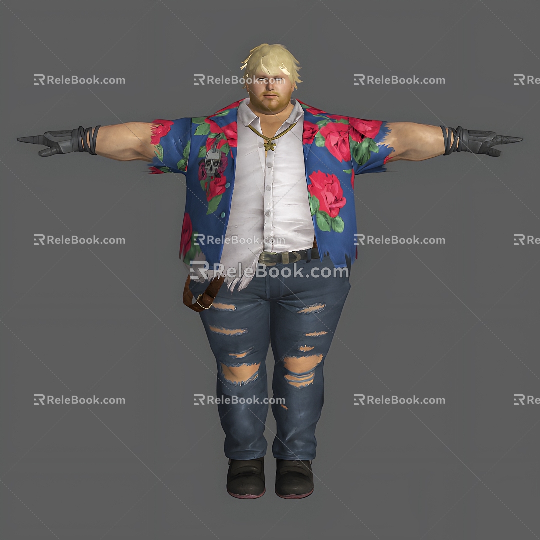 Fat boy young man man male fat boy coat foreigner jeans clothes gloves 3d model