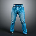 Classic Blue Denim Jeans With Straight Leg Design And Front Pockets