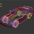 Vintage Sports Car With Red Stripes Metallic Body And Sporty Design