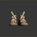 High-top Canvas Shoes with Stylish Red Blue Floral Pattern and Casual Lace-up Design for Daily Wear