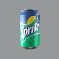 Sprite Carbonated Soft Drink In Blue And Green Can With Lemon Design