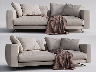 Modern double sofa three-seat sofa 3d model