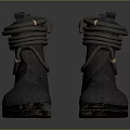 Gray Work Boots With Wrapped Laces And Worn Out Soles For Outdoor Activities