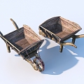 Trolley Wooden Car Chinese Country Farming Sits Farm Tools 3d model