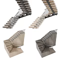 Modern Staircase Design With Wooden Steps Glass Railing And Metal Structure Interior
