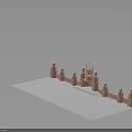Traditional Fortress Architecture Model With Domed Towers And Wall Structure