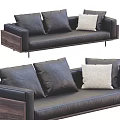Leather Sectional Sofa with Multiple Cushions and Metal Legs 3d model