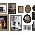 Collection of Framed Artworks With Various Shapes and Diverse Painting Themes