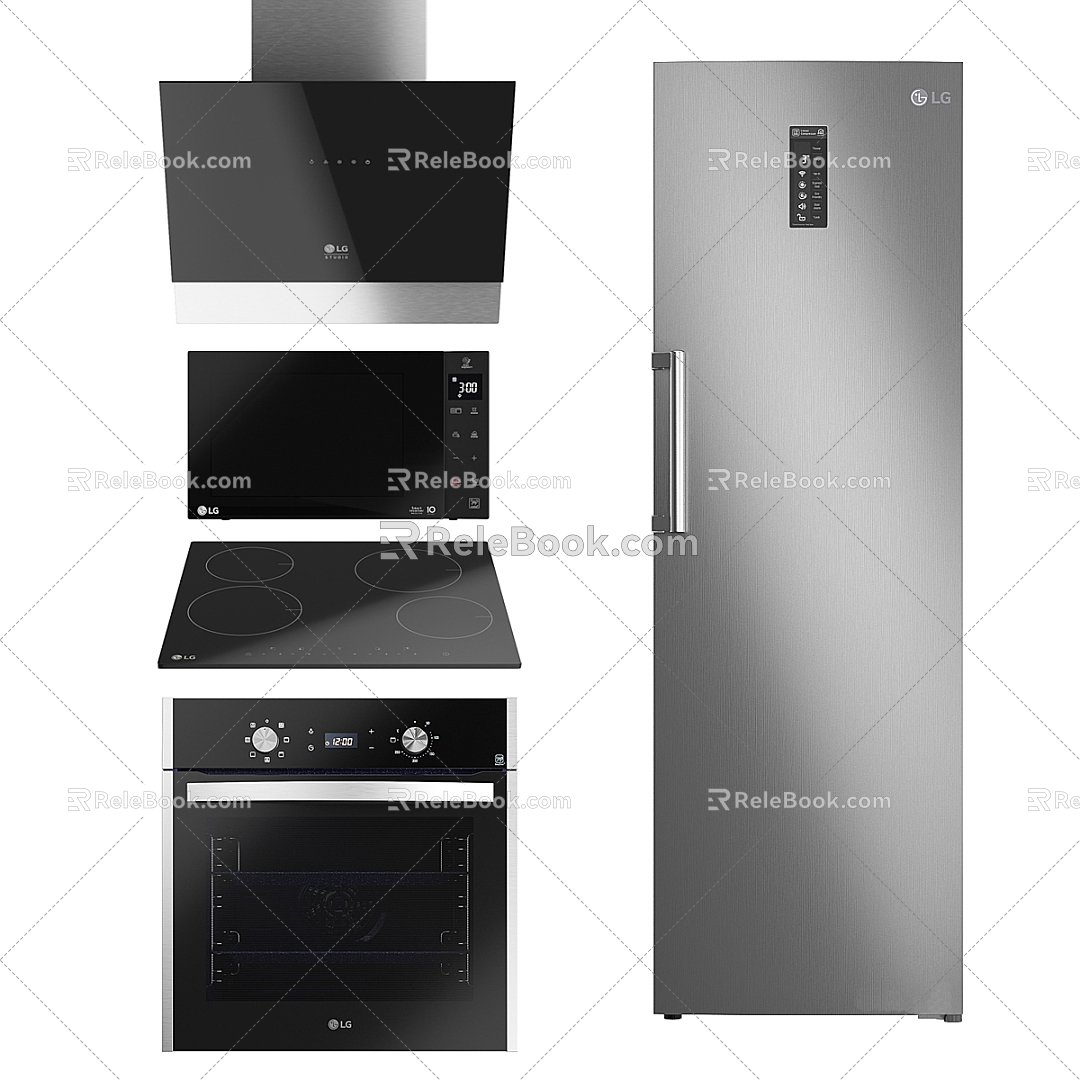 Kitchen stove refrigerator 3d model