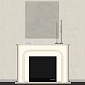 Minimalist White Fireplace Design With Decorative Artwork And Slim Ornament On Mantel