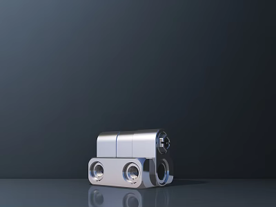 Car Silver Metal Hinge Component With Circular Holes And Reflective Surface 3d model