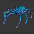 Blue Glass Spider With Transparent Legs And Reflection On Black Background 3d model