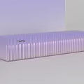 Modern Purple Reception Desk Design With Striped Front And LED Lighting