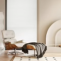 Modern Beige Recliner Chair With Wooden Frame Footstool And Gray Throw Blanket In Living Room