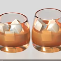 Two Glasses of Cold Refreshing Orange Drink with Ice Cubes 3d model
