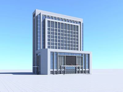 Modern Office Building Exterior With Glass Facade And Multi Story Design 3d model