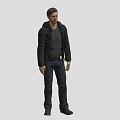 Game Movie Character In Black Hooded Jacket Dark Gray Tshirt And Jeans