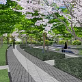 Modern White Pergola With Perforated Design And Green Urban Park Setting