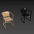 Modern Minimalist Armchairs With Black And Beige Leather Seats And Wooden Frames