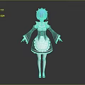 Game Anime Character With Blue Hair In Black And White Maid Outfit