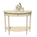 Entryway Console Table With Curved Design Drawer Lower Shelf And Decorative Items 3d model