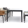 Modern Dining Table Set With Multicolor Chairs And Rectangular Wooden Top 3d model