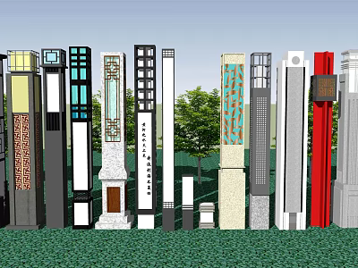 Outdoor Lamp Posts With Various Decorative Designs And Styles For Garden Decoration 3d model
