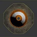 Orange and White Striped Traffic Cone With Hexagonal Base On Dark Background