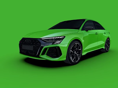 Green Sedan Car with Sporty Front Fascia Black Alloy Wheels and LED Headlights 3d model
