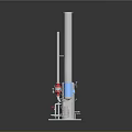Industrial Equipment With Tall Cylindrical Structure Red Blue Components Support Stand And Stable Platform
