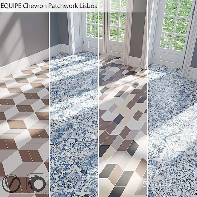Decorative Floor Tiles With Geometric Patterns And Colorful Designs For Home Interiors 3d model 