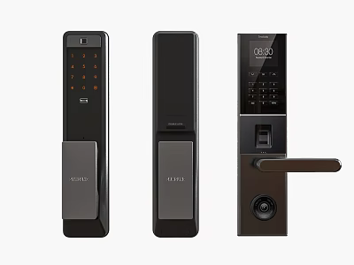 Modern Smart Door Handles With Digital Keypad Fingerprint Scanner LCD Display And Sleek Design 3d model