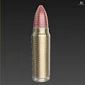 Detailed Golden Bullet With Red Tip Isolated On Light Background