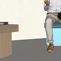 Modern acrylic stool corner several side several 3d model