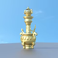 Golden Ornamental Home Decor Figurine With Intricate Design And Detailed Carvings