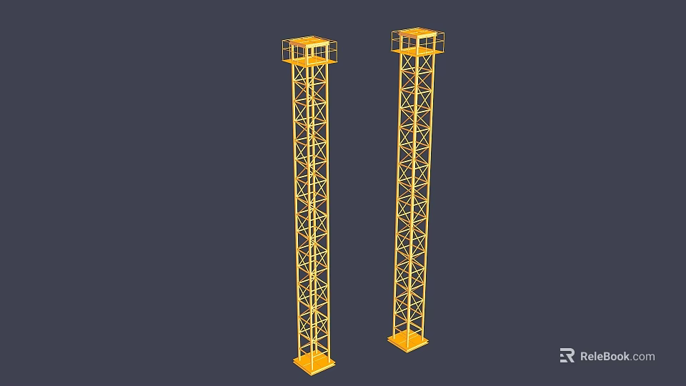 Yellow Metal Lattice Tower Building Components For Construction Structures 3d model