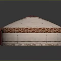 Traditional Yurt Architecture Circular Structure With Red Top Opening Ornate Patterns And Red Door