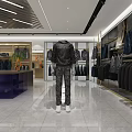 Modern Clothing Store Interior With Stylish Display Racks And Shelves And Green Plants And Lighting
