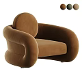 Modern Brown Single Sofa With Rounded Armrests Soft Upholstery And Curved Design