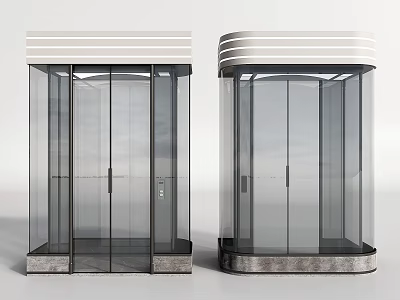 Modern Glass Elevators Featuring Sleek Design And Stone Base For Buildings 3d model