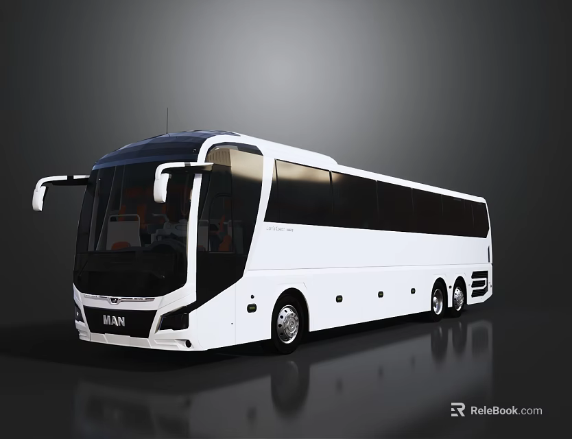 White Modern JINN Coach Bus With Large Windows And Sleek Design 3d model 