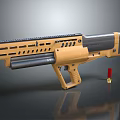 Modern Tan Black Tactical Shotgun With Rail System And Red Bullet