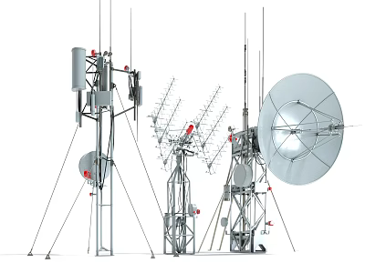 Public Facilities Featuring Communication Towers Satellite Dishes Antenna Arrays And Signal Transmitters 3d model