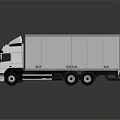 White Modern Box Truck with Aerodynamic Cab and Large Cargo Trailer on Dark Reflective Surface 3d model