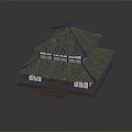 Traditional Chinese Ancient Architecture With Tiled Roof Two Story Wooden Structure And Eaves