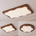 Modern Ceiling Lights With Wooden Frame White Light Panel Rectangle Round Shapes