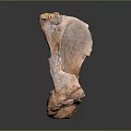 Natural Wooden Sculpture With Irregular Shape Rough Texture And Decorative Design